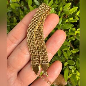 18K Gold Plated Stainless Steel Multi-Row Mesh Bracelet